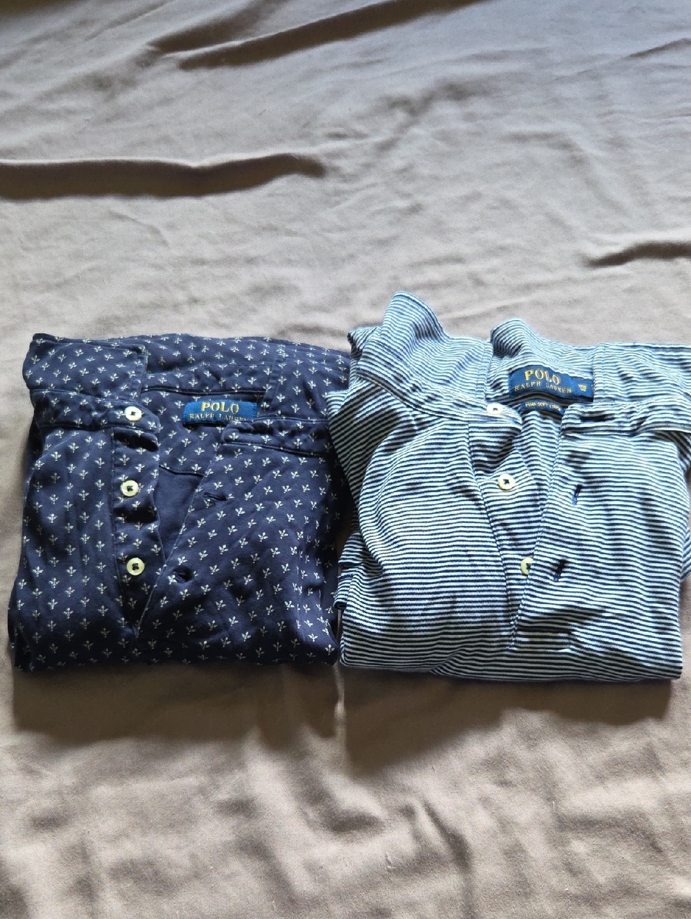 Ralph Lauren Navy Shirt with White Micro Floral Motif